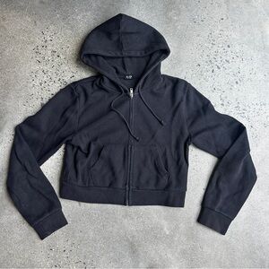 Brandy Melville Black Cropped Zip-Up Hoodie